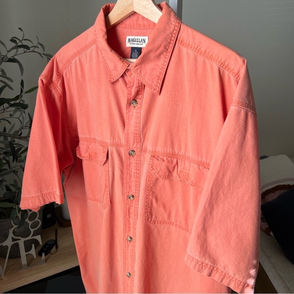 Magellan Men’s Orange Sportswear S/S Button Up Resort Shirt Size XL - Picture 2 of 14